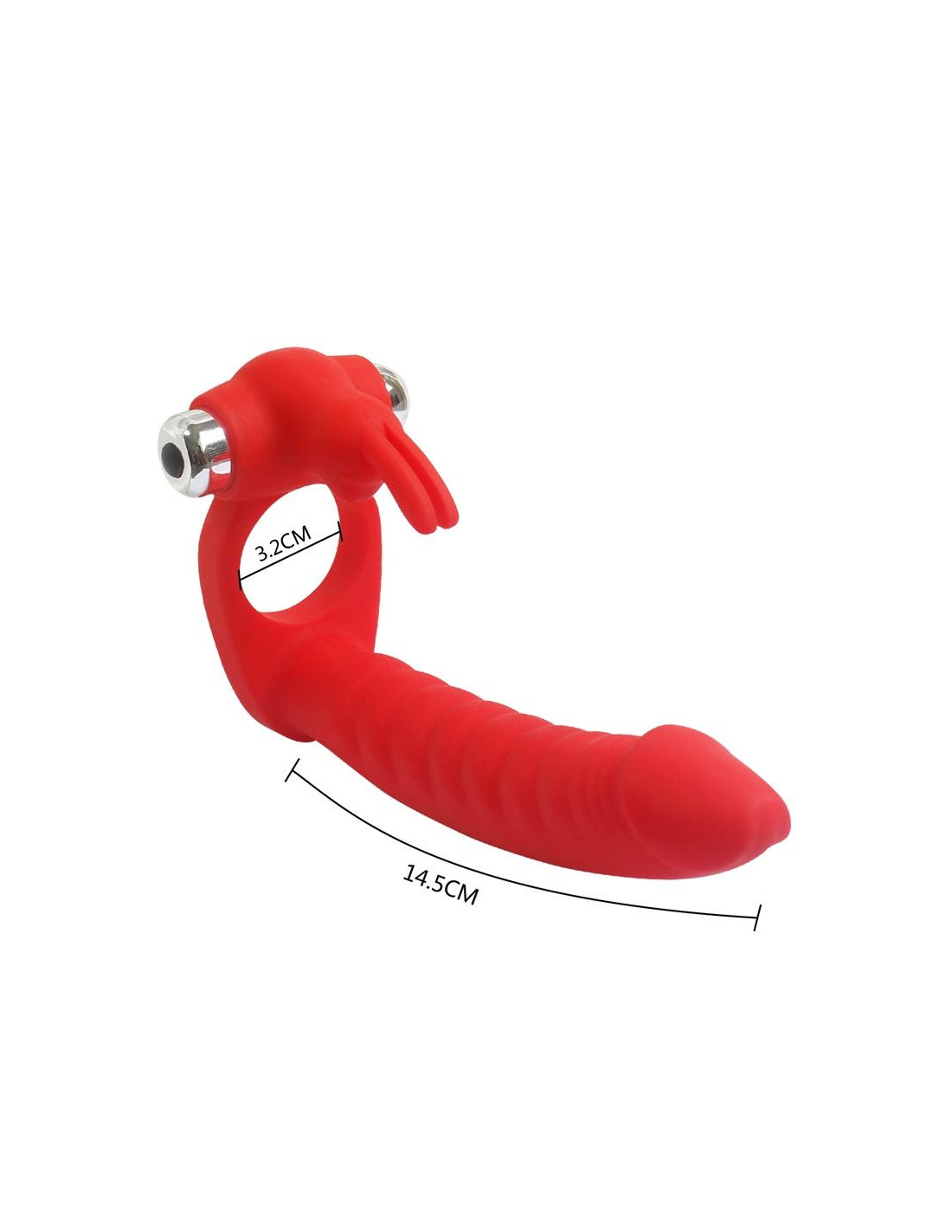 Anillo Doble Penetración Con Vibrador Strap On Rojo