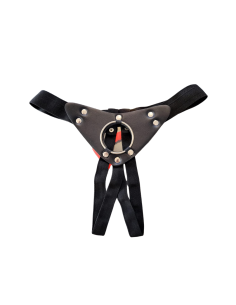 ARNÉS DE CUERO ECOLÓGICO REFORZADO CON ARGOLLA METÁLICA