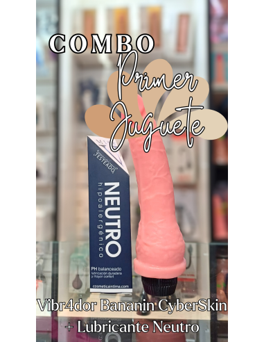 Combo Primer Juguete – Vibrador Bananín CyberSkin + Lubricante Neutro